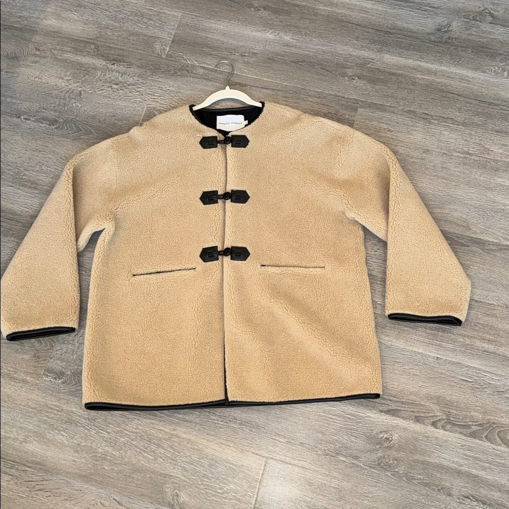 Rebecca Minkoff Tan Faux Shearling Toggle Jacket Oversized Chic Sophisticated XL - Picture 16 of 17